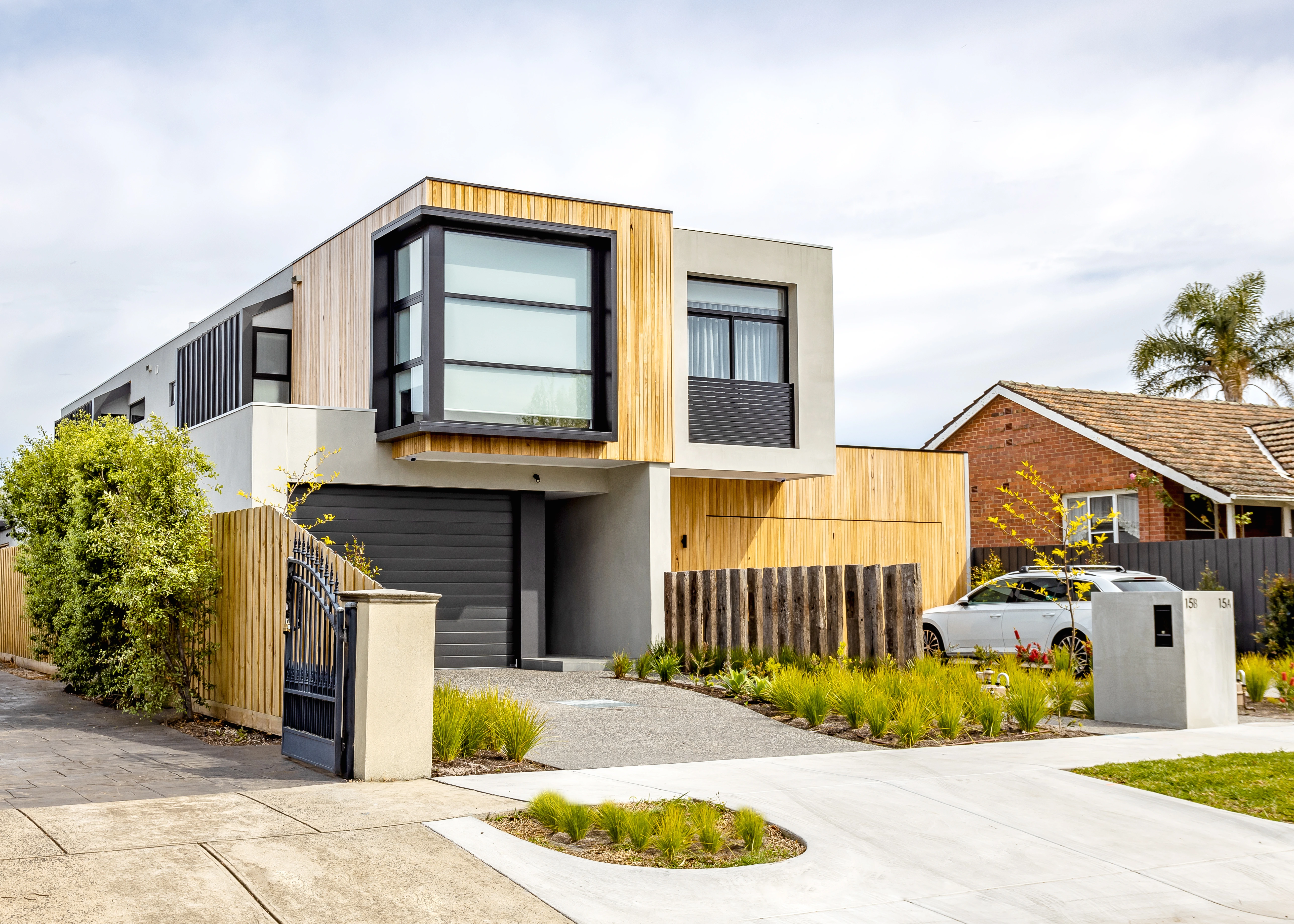 Multi-residential townhouse development facade with coordinated street presentation.